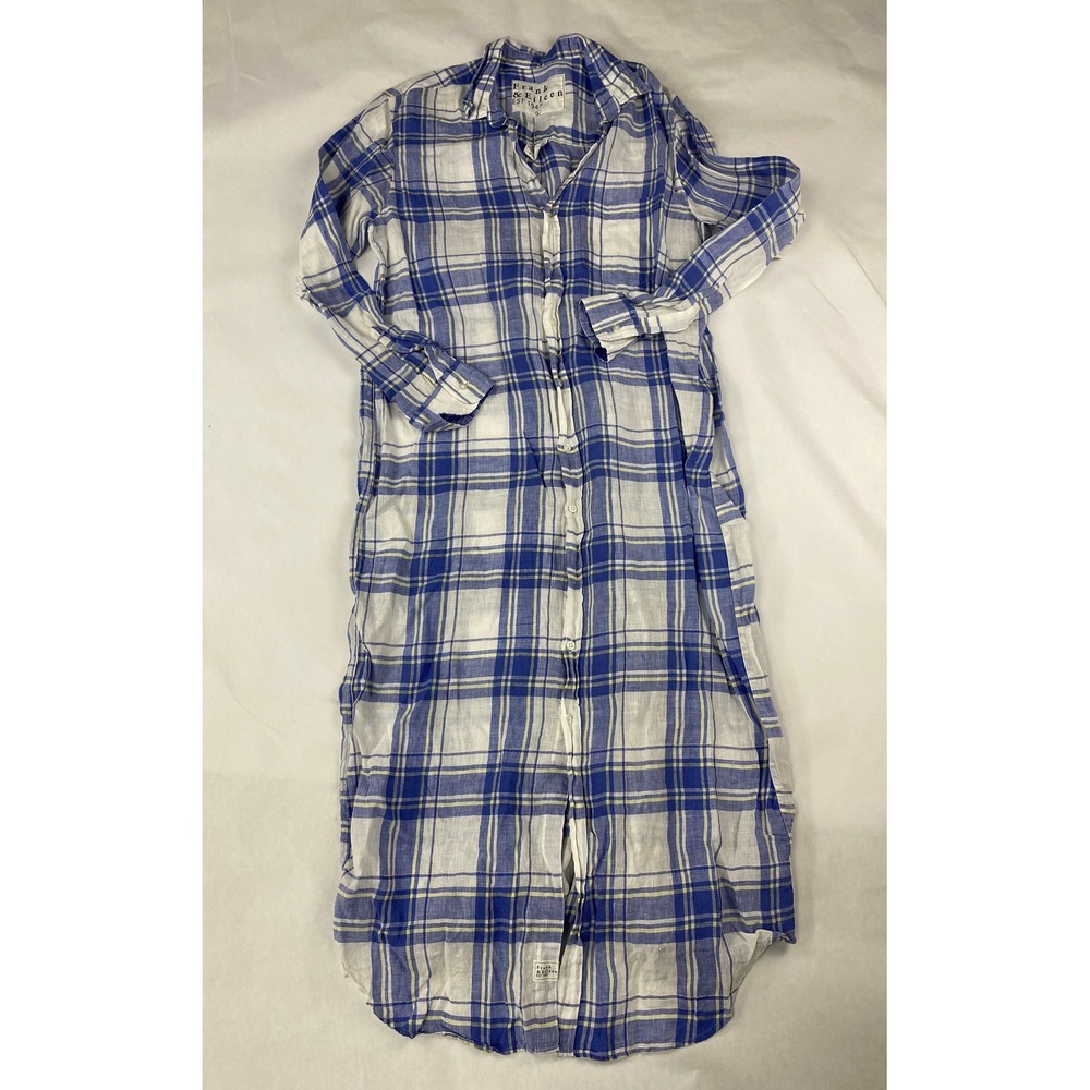 Frank & Eileen Rory Dress Women's Size Large Lived in Yellow Blue Plaid